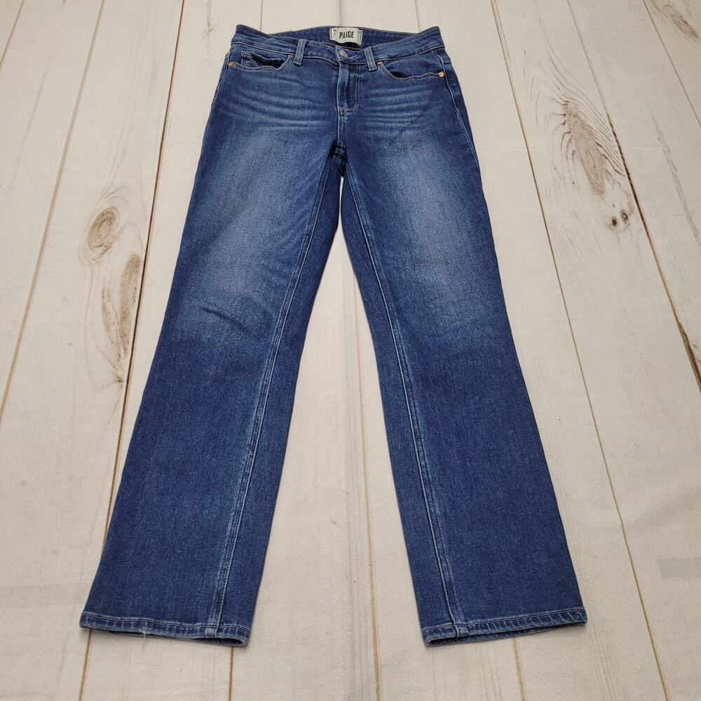 Paige Cindy Crop High rise Straight leg jeans stretch dark wash Roam 26